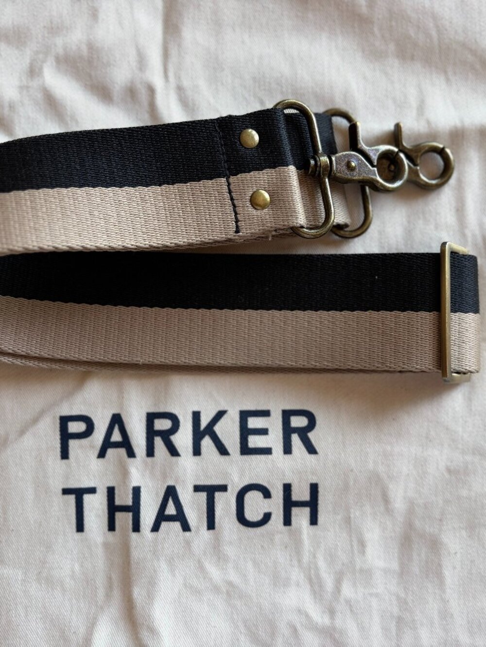 Parker Thatch Adjustable Crossbody Strap - Khaki & Black Stripe